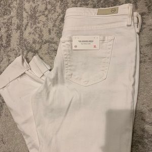 AG White Distressed Ankle Jeans